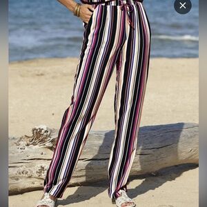 Nwot Shosho Striped Black and Pink Pants